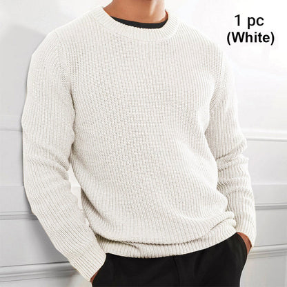 Solid Color Knit Crewneck Sweater