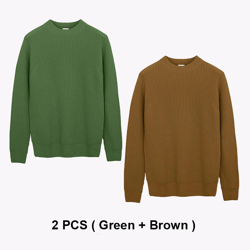 Solid Color Knit Crewneck Sweater