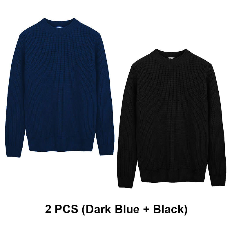 Solid Color Knit Crewneck Sweater