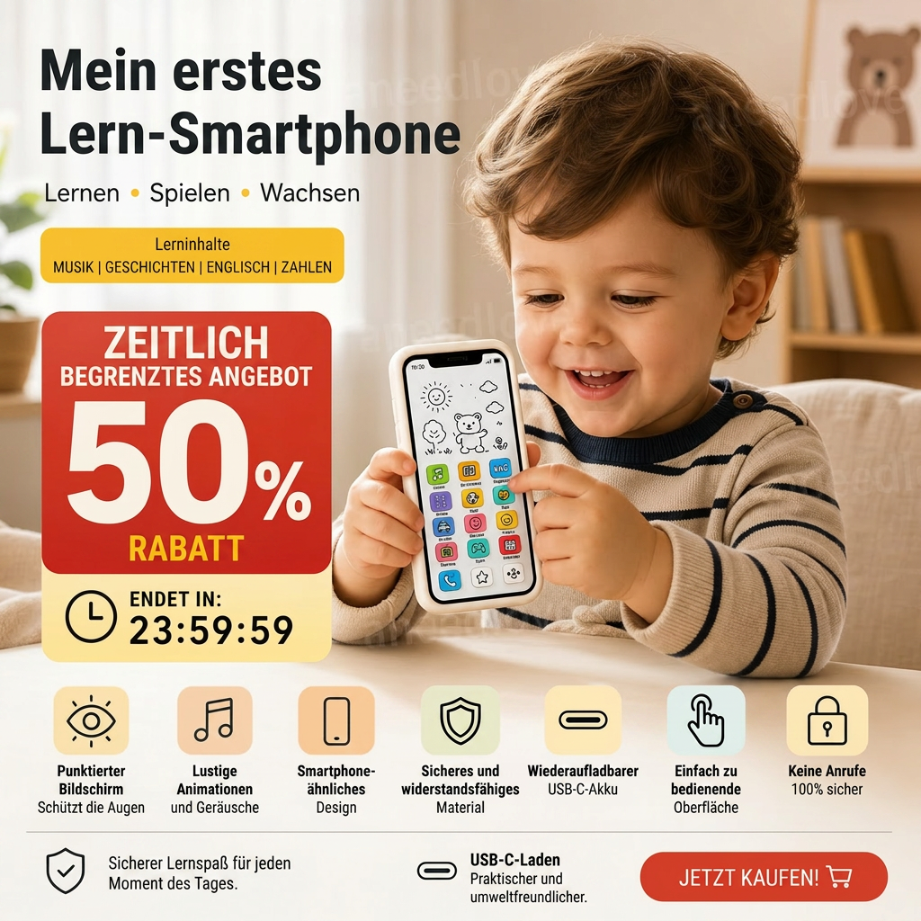 📱 50 % RABATT – Lern-Smartphone für Kinder | Pädagogisch wertvoll, augenschonend und ideal zum Lernen ✨👶