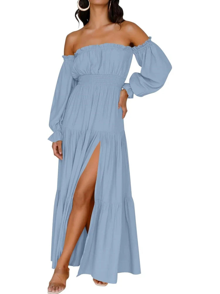 🎉LAST DAY SAEL 60% OFF!!✨💃Women's Off-Shoulder High-Waist Dress