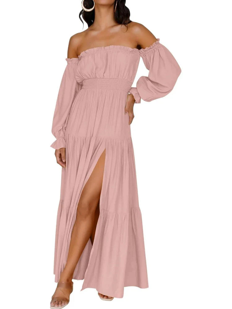 🎉LAST DAY SAEL 60% OFF!!✨💃Women's Off-Shoulder High-Waist Dress