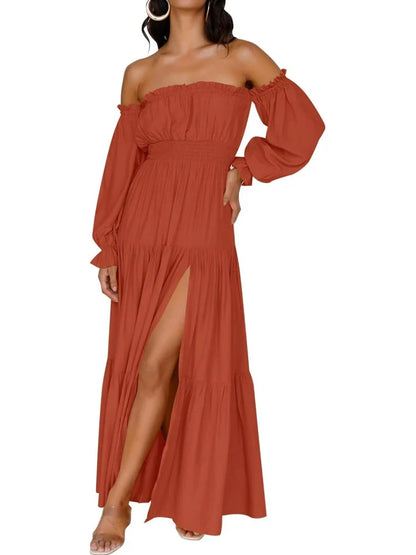 🎉LAST DAY SAEL 60% OFF!!✨💃Women's Off-Shoulder High-Waist Dress