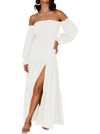 🎉LAST DAY SAEL 60% OFF!!✨💃Women's Off-Shoulder High-Waist Dress