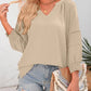 💥Last Day Special Sale 49% OFF👚Womens 3/4 Lantern Sleeve Casual V-Neck T-Shirts Pleated Loose Hollow-Out Blouse