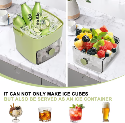 Portable Ice Maker with Lid and Storage Box