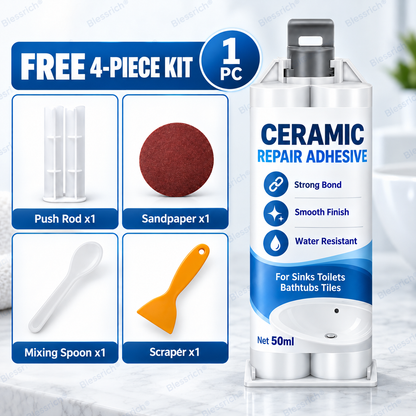 ✨ Give Damaged Surfaces a Second Life! 🛠️ 80g Ceramic Repair Compound for Toilets, Sinks, Tubs, Tiles & Marble 🚽🚰🛁