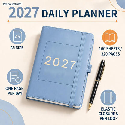 📅 50% OFF NOW! 📓 2027 Planner – A5 Size, One Page Per Day with Dates – Perfect for Daily Notes and Future Reference ✨