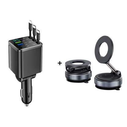 ⏳Limited-time 50% off⏰Fast Charging 7-in-1 Retractable Fast Car Charger with Voltage Display – USB-C For Android&Lighting For APPLE🔋📱