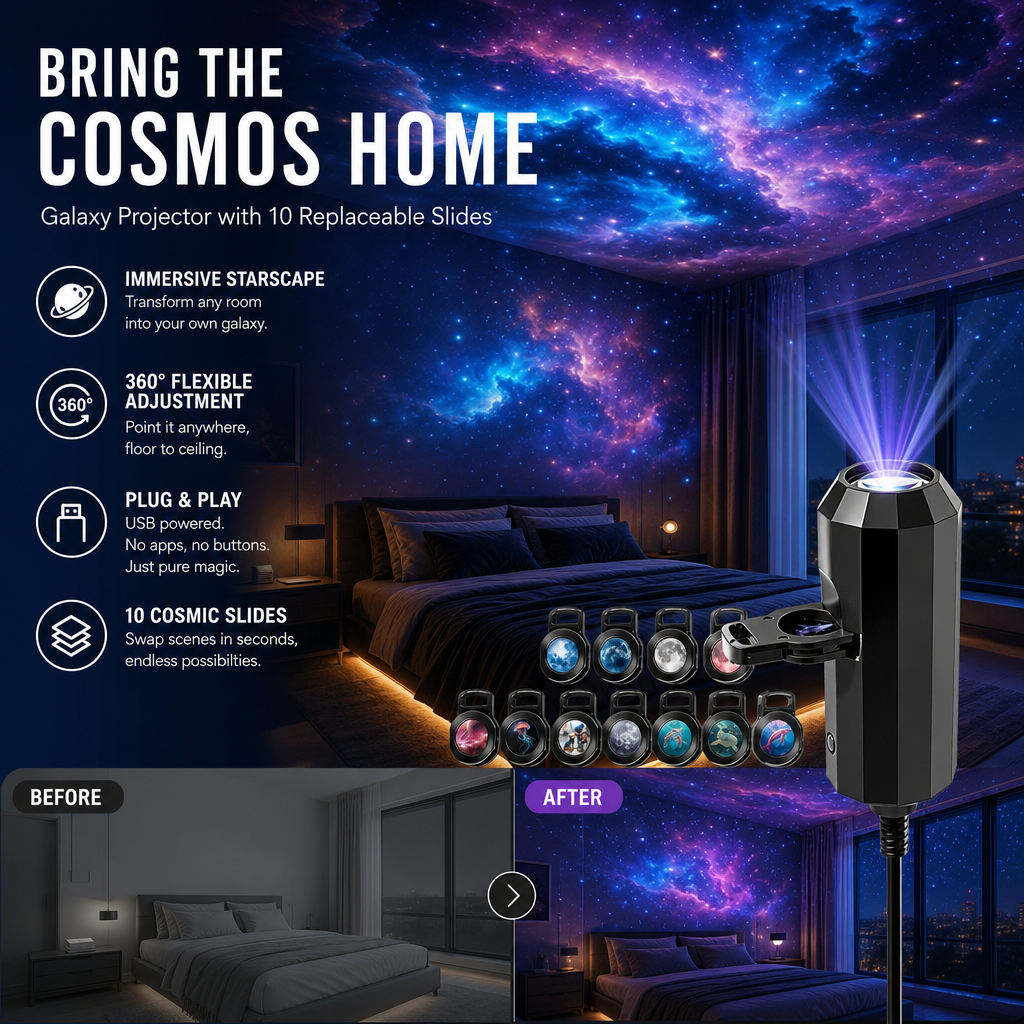 🌌 Plug-and-Play-USB-Projektor – Galaxie & Ozean in HD – Über 50.000 begeisterte Nutzer – Sofortige magische Atmosphäre ✨