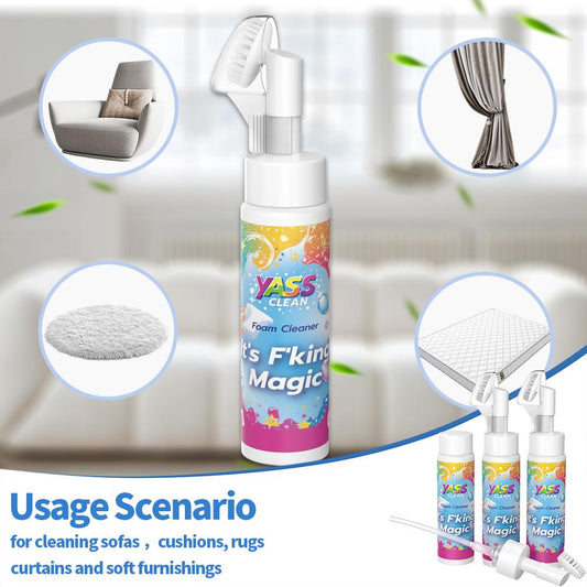 💖LAST DAY BUY 2 GET 1 FREE!!💖Yass Clean Magic Foam Cleaner for Carpets & Upholstery – Pet Stain & Odour Remover with Cleaning Brush🧼🪄