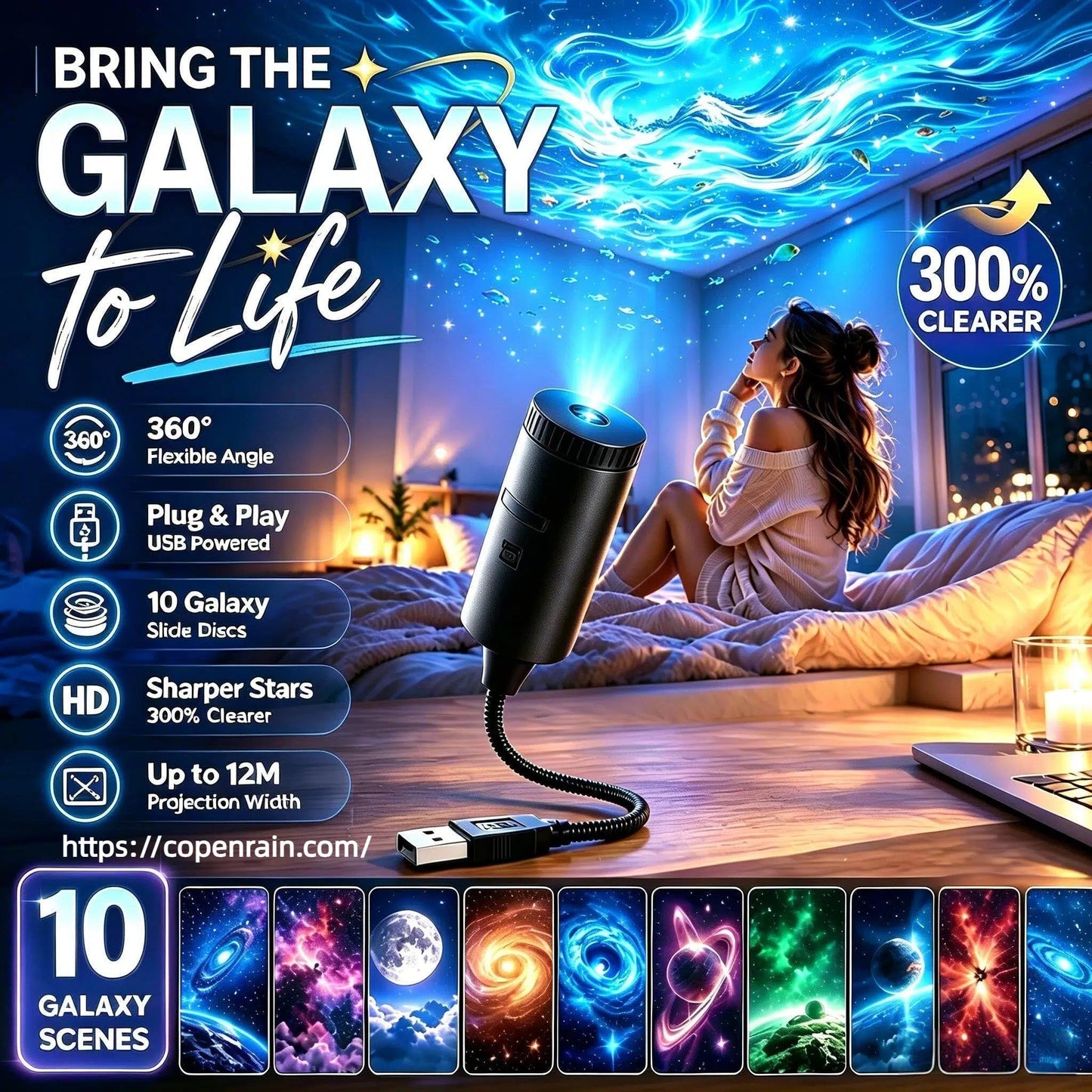 🌌 Plug-and-Play-USB-Projektor – Galaxie & Ozean in HD – Über 50.000 begeisterte Nutzer – Sofortige magische Atmosphäre ✨