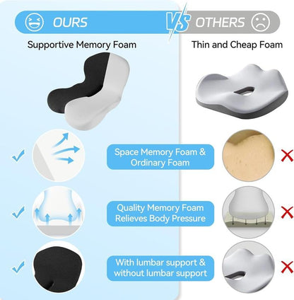 🚗💼🛋️ LIMITED-TIME 50% OFF! Memory Foam Seat Cushion – Non-Slip, Ergonomic, Breathable Mesh, Universal Size for Car & Office Chairs 🦵🌟🔥