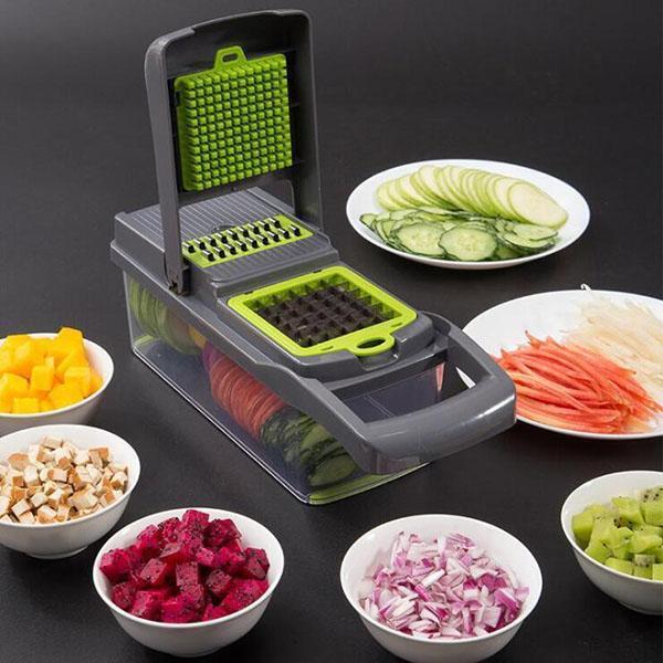 ✨Cortador multifuncional de alimentos – lâminas de aço inoxidável, fácil de limpar, várias opções de preparação 🥗