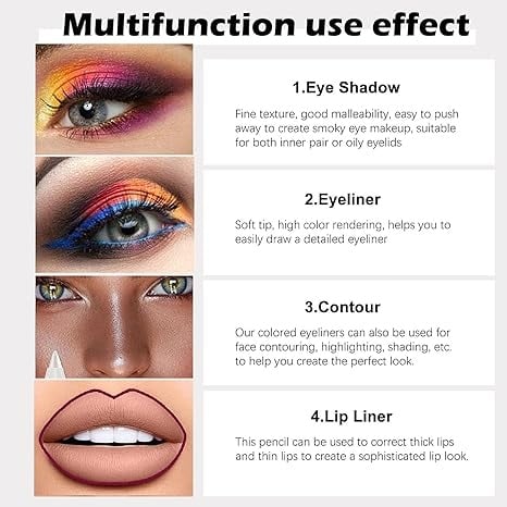 🔥LAST DAY SALE ONLY14.99💲!!💧14-Pack Waterproof Colored Gel Eyeliner Pencil – Metallic & Shimmer Finishes, Smudge-Proof（Pencil sharpener color is random）