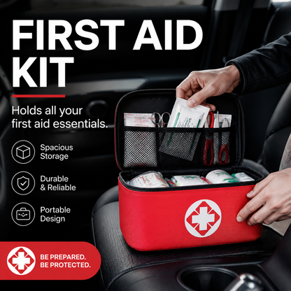 First Aid Kit: Portable Home Emergency Kit—Complete with Accessories | 26-Piece Set