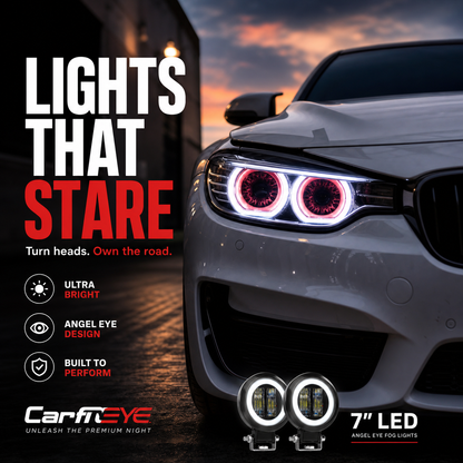 20W Round Automotive LED Work Light, Off-Road Light, Work Light, Fog Light with Light Ring and Angel Eyes, Default White Light