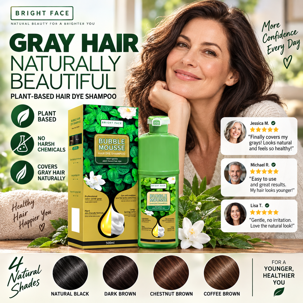 💇‍♀️Long‑Lasting Plant‑Based Foam Hair Dye｜Ammonia‑Free Easy DIY At‑Home Foam Hair Color
