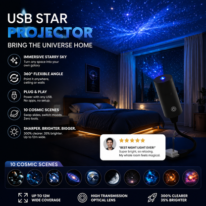 🌌 Plug-and-Play-USB-Projektor – Galaxie & Ozean in HD – Über 50.000 begeisterte Nutzer – Sofortige magische Atmosphäre ✨