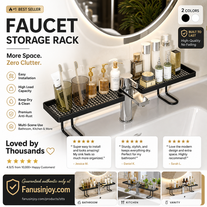 🔥50% Off Limited Time！💦Say Goodbye To Messy & Limescale‑Stained Desktops 🔥Over-the-Faucet Sink Organizer Shelf