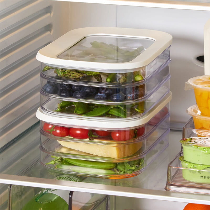 🧊 3‑Layer Fridge Crisper – Clear, reusable & stackable ✨