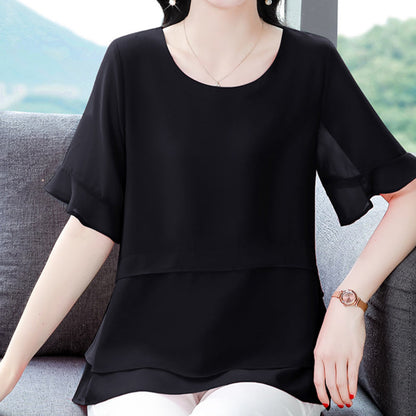 Women's Summer Elegant Loose Fit Solid Color Top