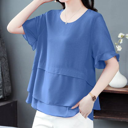 Women's Summer Elegant Loose Fit Solid Color Top