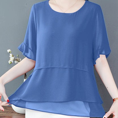 Women's Summer Elegant Loose Fit Solid Color Top