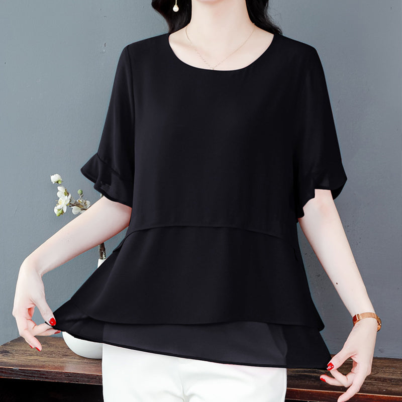 Women's Summer Elegant Loose Fit Solid Color Top