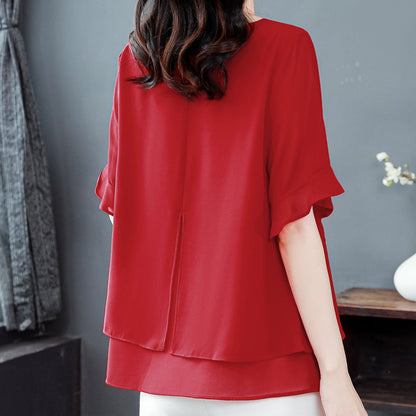 Women's Summer Elegant Loose Fit Solid Color Top