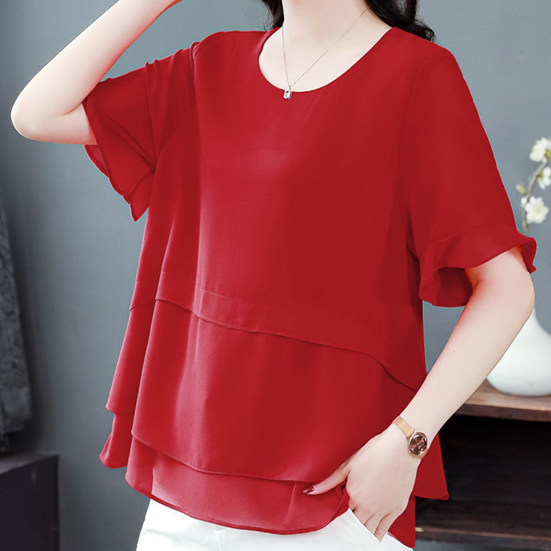 Women's Summer Elegant Loose Fit Solid Color Top