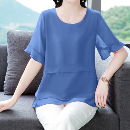 Women's Summer Elegant Loose Fit Solid Color Top