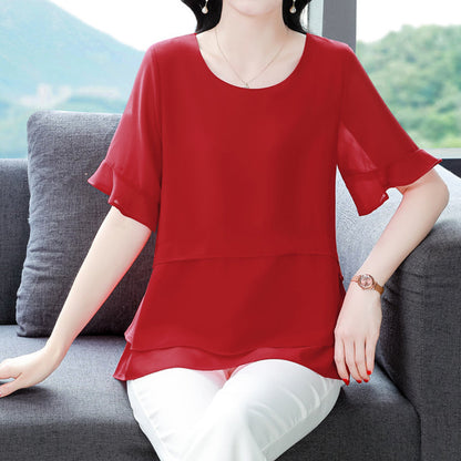 Women's Summer Elegant Loose Fit Solid Color Top