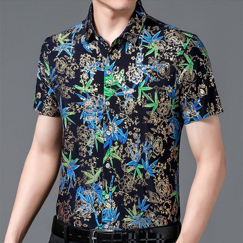 Men's Trendy Pattern Breathable Short Sleeve Shirt