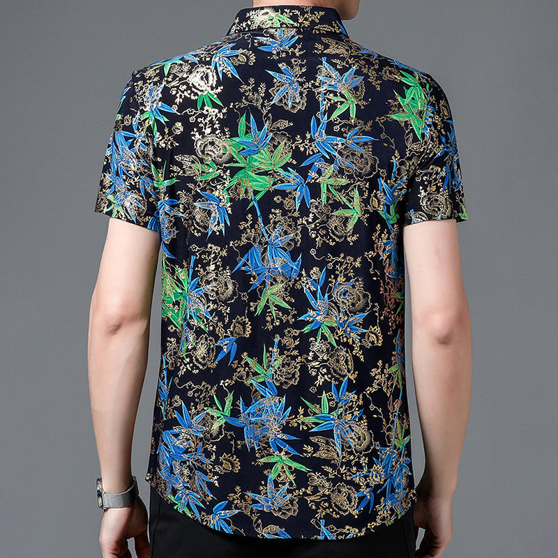 Men's Trendy Pattern Breathable Short Sleeve Shirt