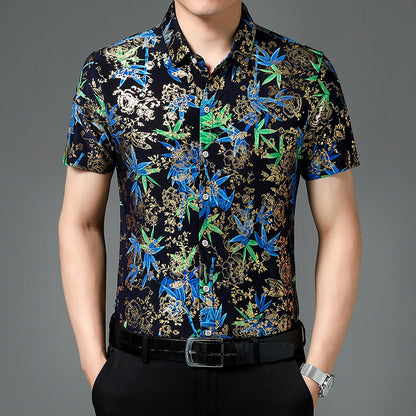 Men's Trendy Pattern Breathable Short Sleeve Shirt