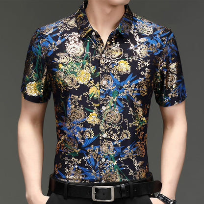 Men's Trendy Pattern Breathable Short Sleeve Shirt