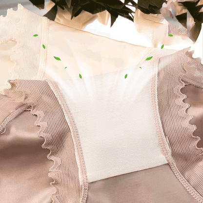 Women's Ice Silk Seamless Lace Bow Knot Panties