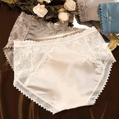 Women's Ice Silk Seamless Lace Bow Knot Panties