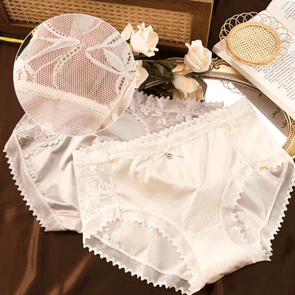 Women's Ice Silk Seamless Lace Bow Knot Panties