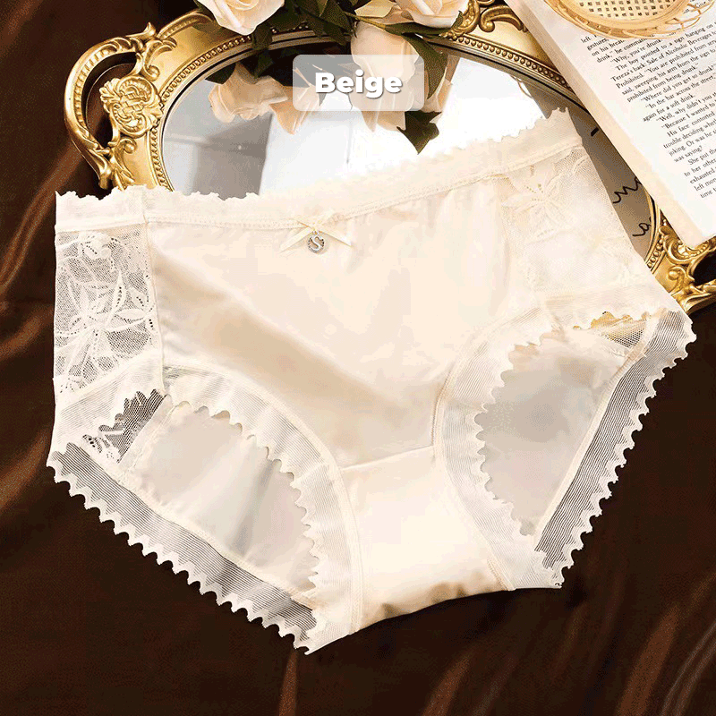 Women's Ice Silk Seamless Lace Bow Knot Panties