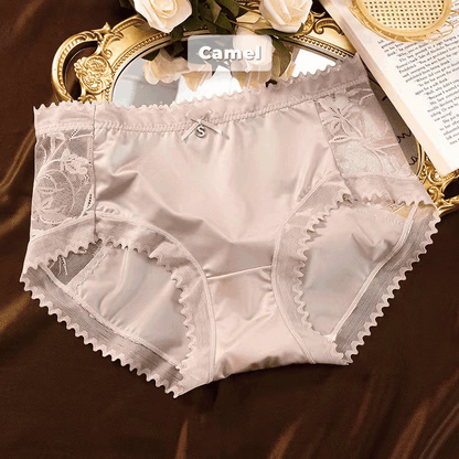 Women's Ice Silk Seamless Lace Bow Knot Panties