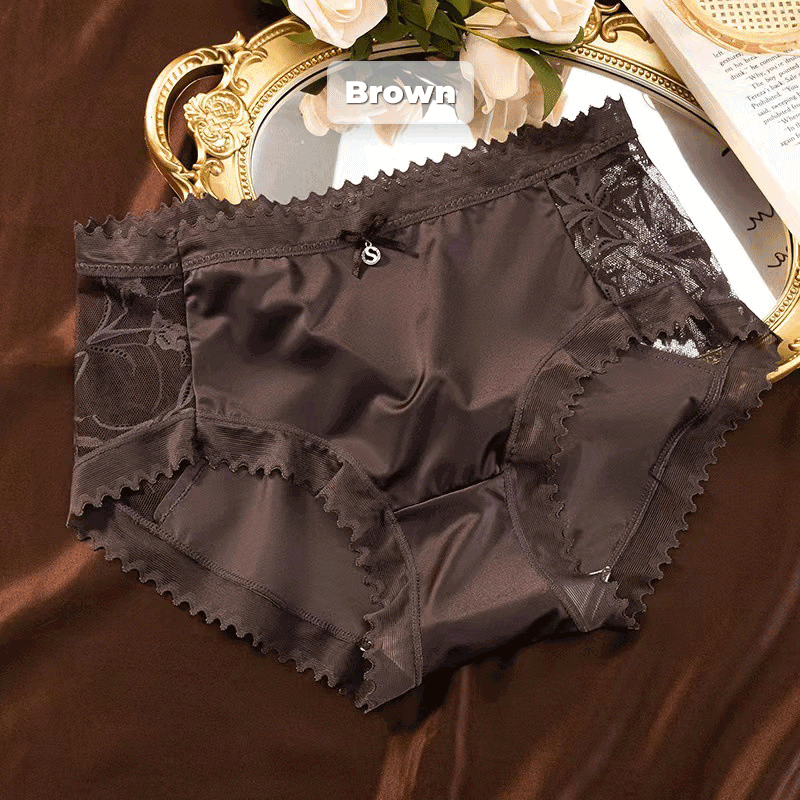 Women's Ice Silk Seamless Lace Bow Knot Panties