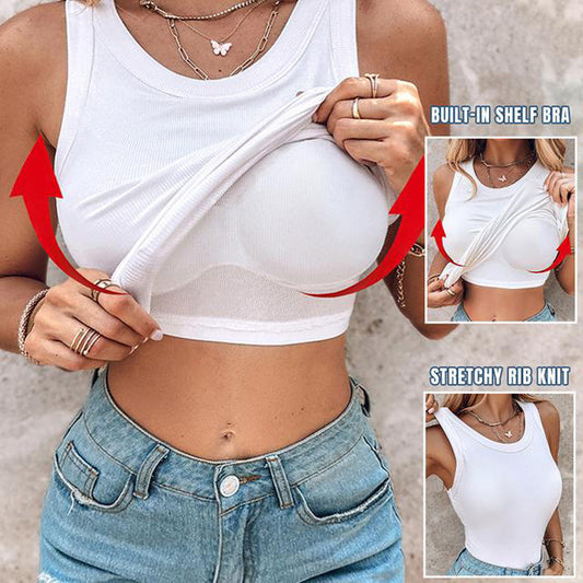 🔥Sale - 64% off✨Ribbed tank top for women with built-in bra