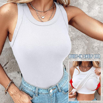 🔥Sale - 64% off✨Ribbed tank top for women with built-in bra