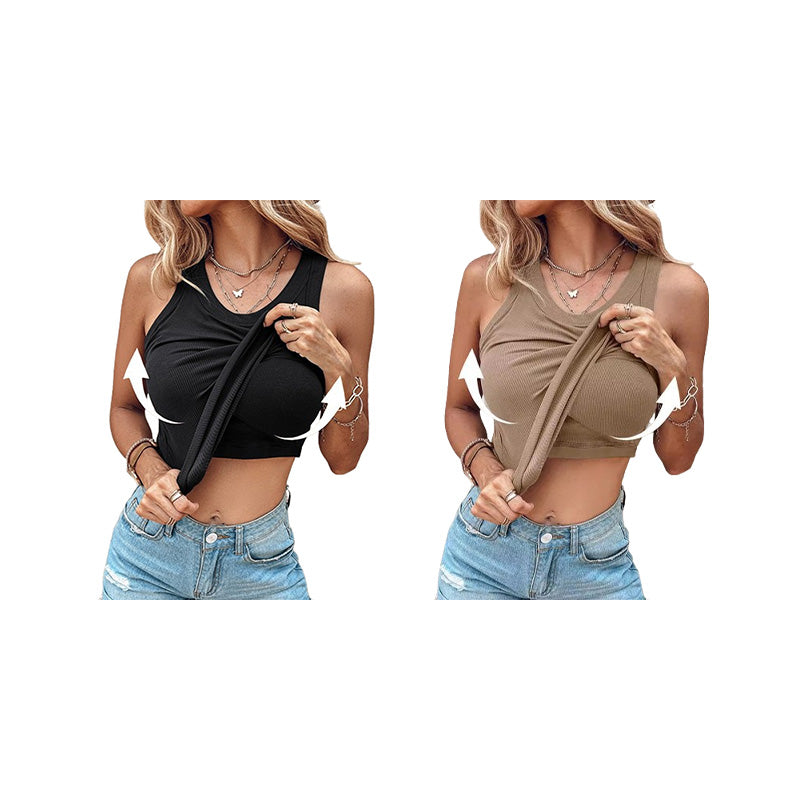 🔥Sale - 64% off✨Ribbed tank top for women with built-in bra