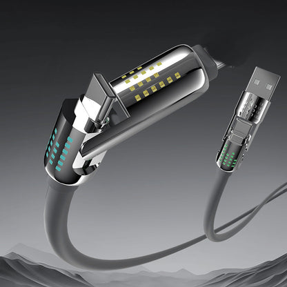 Câble de données 4-en-1 à charge rapide avec lumière clignotante douce