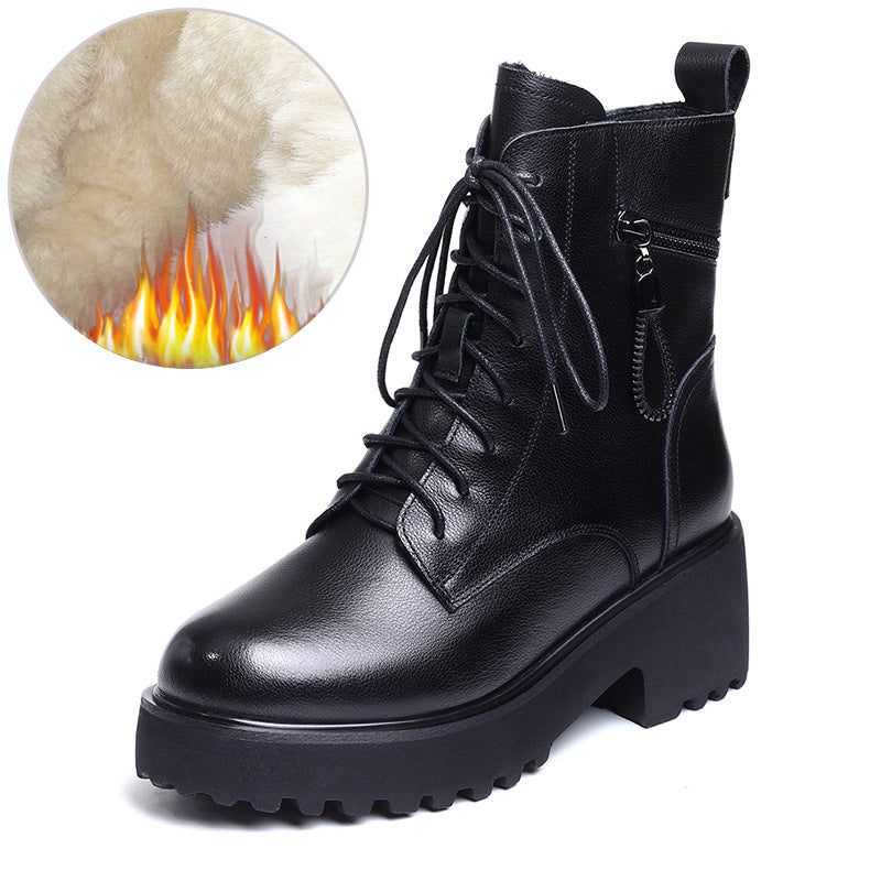 Women's Winter Chunky Heel Warm Fur Lined Fashion Boots