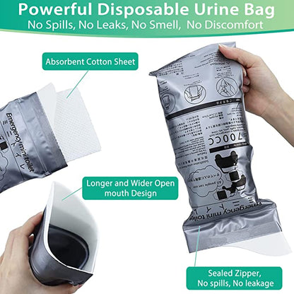 🥳2026 HOT SALE🥳💞50K+ SOLD!🚐🏕️ 50% OFF! 700ML Portable Travel Pee Bags – No more toilet worries on the road! Leak-proof, spill-proof, odor-neutralizing. Perfect for long journeys, camping & emergencies. Discreet & hygienic. 🛣️🧻