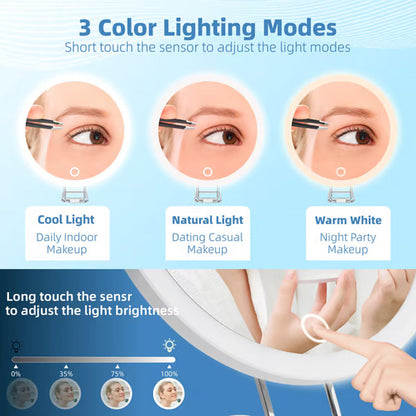 Rechargeable Lighted Makeup Mirror with Magnification